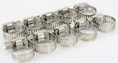 Adjustable Stainless Steel Hose Clamps - 10 Pack
